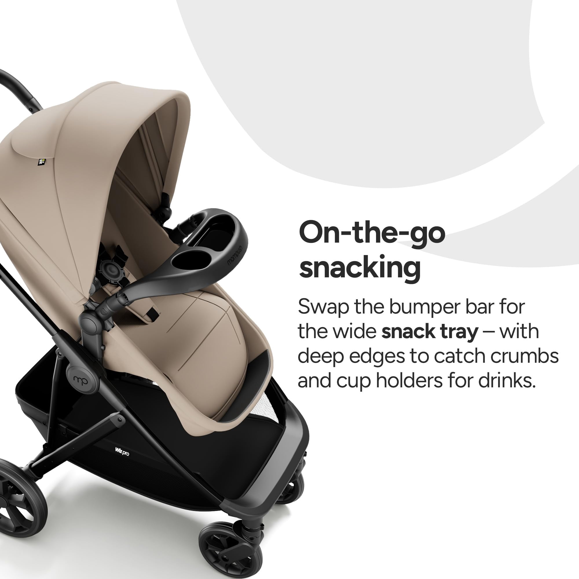 Mompush Wiz Pro 2-in-1 Baby Stroller with Bassinet Mode, Full-Size All-Terrain Premium Stroller from Newborn to Toddler, Khaki, 23.8LB, Unisex