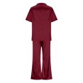 thumbnail image 5 of HaoXianJian Womens Pajamas s Silk Satin Pajamas Button Up Short Sleeve Pjs Loungewear Pjs with Pocket, 5 of 8