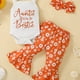 thumbnail image 1 of Girls AUNTIE IS MY BESTIE Letter Print Cami Romper + Floral Print Flared Pants + Headband Set, Trendy Baby Clothes, 1 of 5