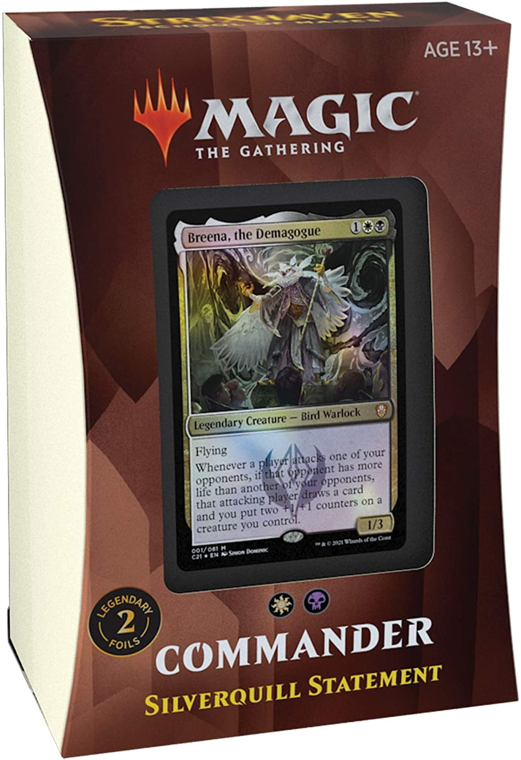Magic The Gathering Strixhaven Commander Deck – Silverquill Statement (Black-White), 13+ years