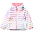 thumbnail image 1 of Essentials Girls Lightweight Water-Resistant Packable Hooded Puffer Jacket, Pink, Ombre, Small, 1 of 1