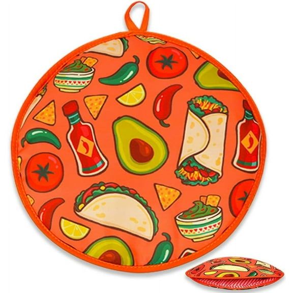 12" Insulated Tortilla Warmer Pouch - Microwave Safe Fabric Keeper for Tacos, Pizza & Bread - Stays Warm Up to 1 Hour (Corn/Flour Tortillas)