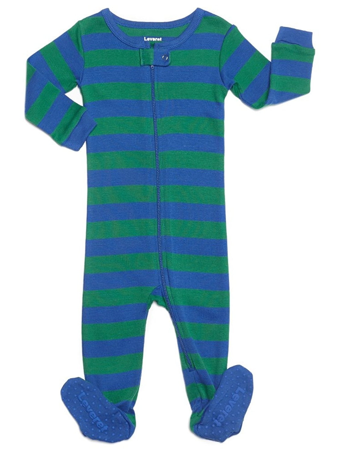 Size 6M-5Y Leveret Baby Boys Blue & White Striped Footed Pajama 100% Cotton 
