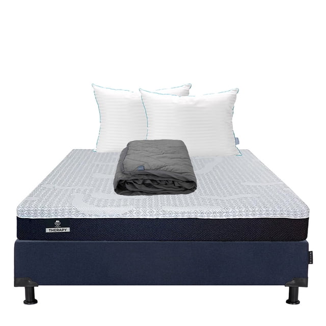 Colchón en Caja Queen Size Therapy Spring Air + Box + Almohadas Royal Twin + Protector Lux