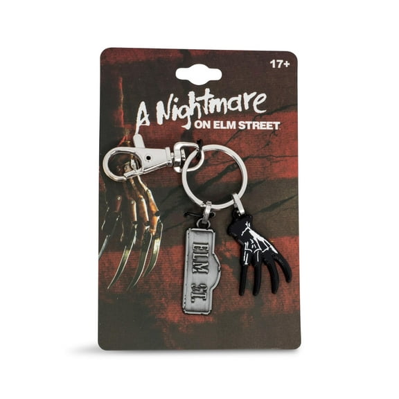 A Nightmare On Elm Street Sign and Freddy Glove Heavy Duty Metal Car Keychain