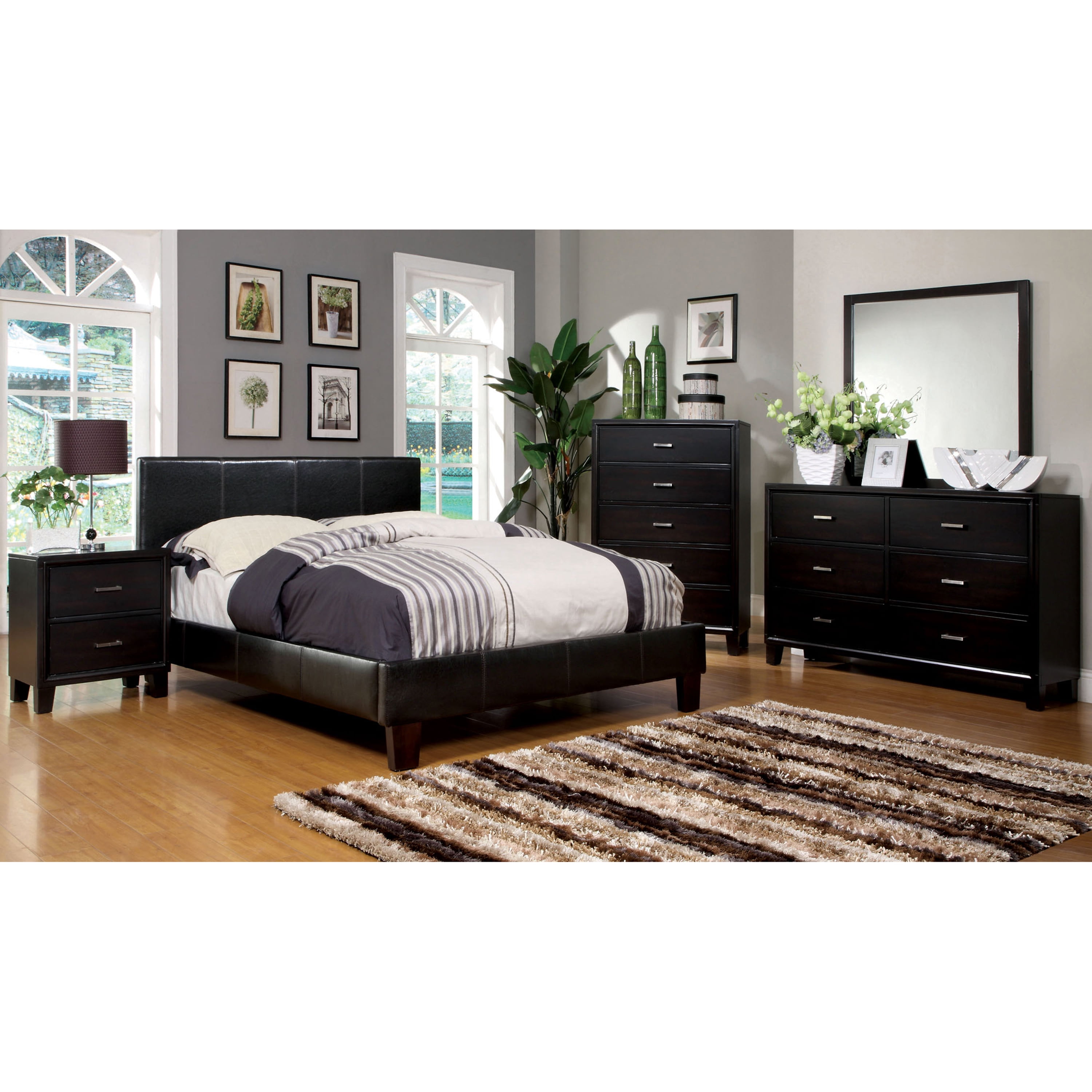 Furniture of America Mellie Faux Leather Bed, California King, Espresso