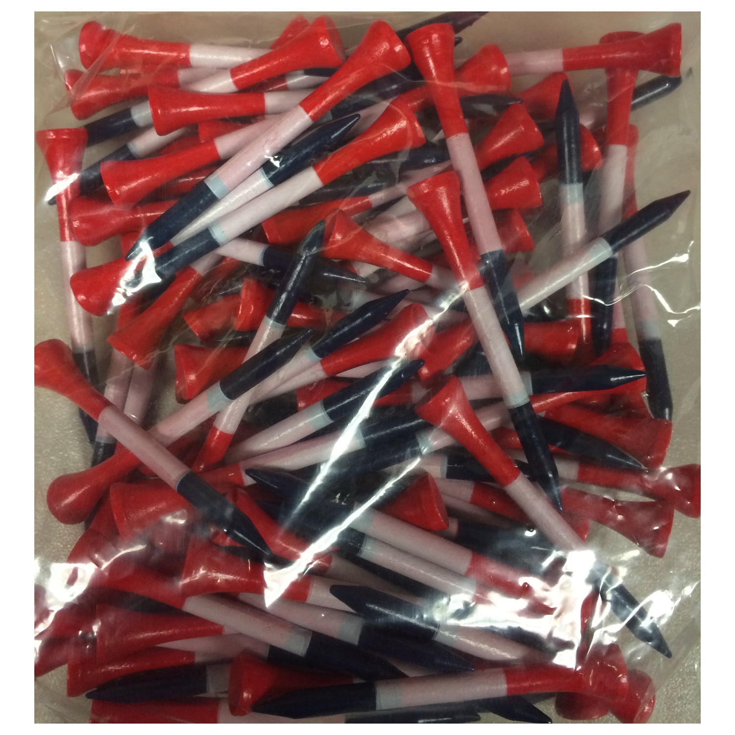 3 1/4" Patriotic Red White & Blue Wooden Golf Tees Pack of 1000