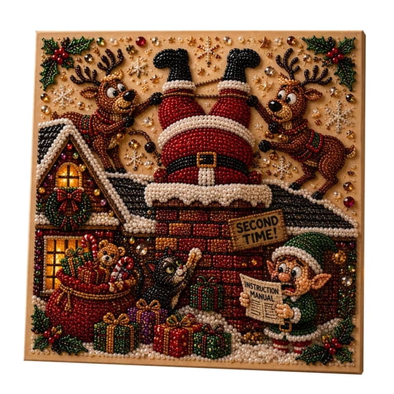 DIY Christmas Pearl Art Kit, 7.87" Bead Painting Craft Set for Home Decor & Holiday Gifts, Beginner Friendly with Tools