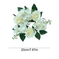 thumbnail image 3 of White Artificial Rose Candle Ring Wedding Christmas Home Decor Silk Floral Wreath Table Centerpiece, 3 of 7