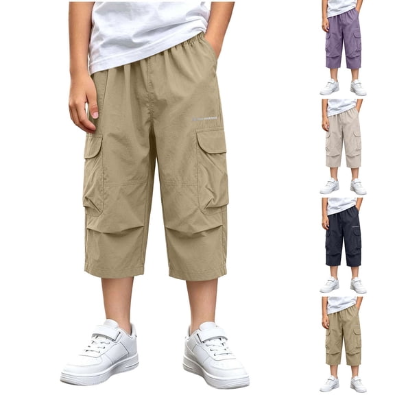 Piuwrlz Boys Pocket Jogger Pants Boy Relaxed Fit Sweatpant Cargo Pant Purple Size 7-8 Years