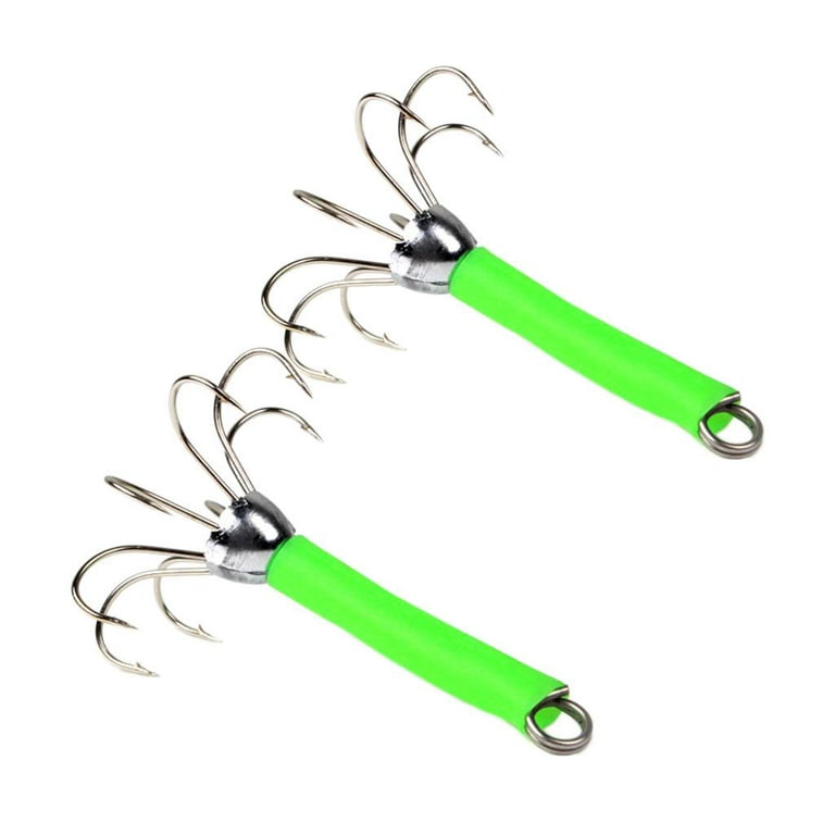 2 Pack Hooks Fishing Hooks Stainless Hooks Freshwater Saltwater Sports Fishing Hook , Green, Size: 68 mm