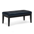 thumbnail image 1 of SimpliHome Lacey41"WD Tufted Ottoman Bench in Distressed Dark Blue Vegan Leather, 1 of 8