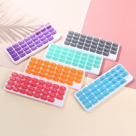 Portable Pill Box 31-Grids Keyboard Design with Good Sealing and Easy Access