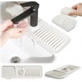 thumbnail image 1 of Faucet Protector and Drip Mat, Silicone Drain Mat for Kitchen Sink, 5 Tilt, 14*45cm, Off-White, 1 of 4