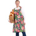 thumbnail image 1 of DELANTAL Sin Corbatas Delantales de Talla Grande para Mujer con Bolsillos Algodón Lino Hornear Cocina Cocinar Tulipán Rojo, 1 of 5