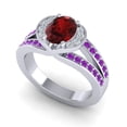thumbnail image 2 of 2.35 T.C.W Unique Oval Cut Garnet & Amethyst Gemstone Wedding Ring for her Solid 14K White Gold Size 5.5 by Diamond-Capitals, 2 of 8