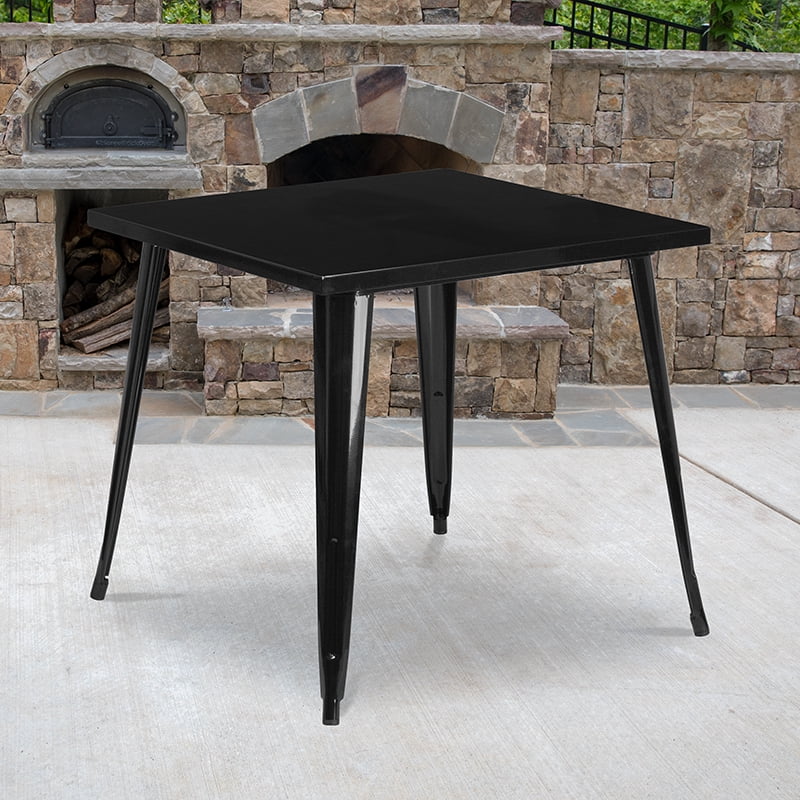 Commercial Grade 31.75" Square Black Metal IndoorOutdoor Table