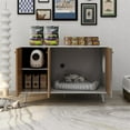thumbnail image 2 of Pefilos 39" Hidden Cat Litter Box Enclosure Furniture, Modern Wood Cat House, Cat Washroom with Plug, White+Brown, 2 of 17
