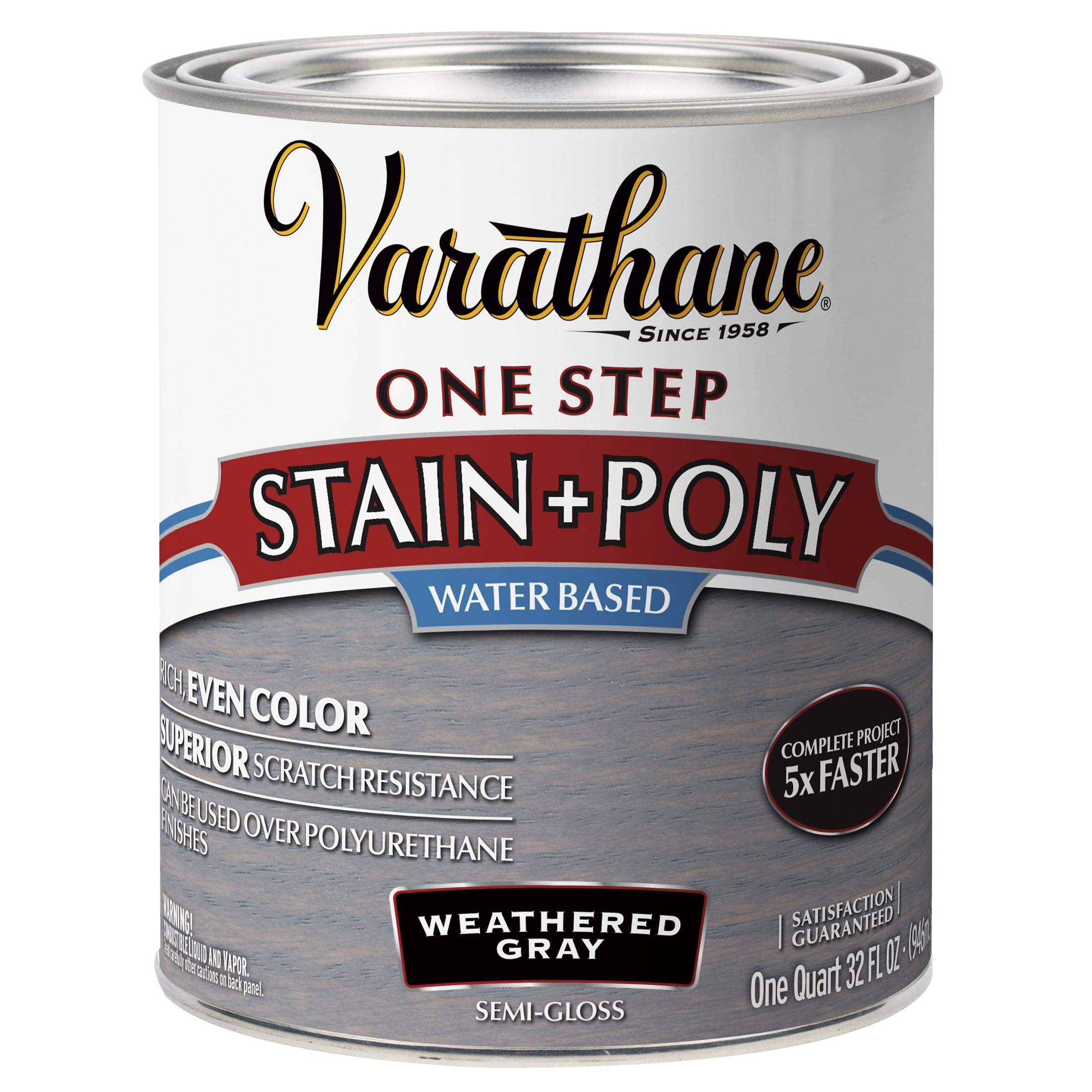 2 Pack, Weathered Gray, Varathane Stain + Polyurethane, Semi-Gloss -333649, Quart