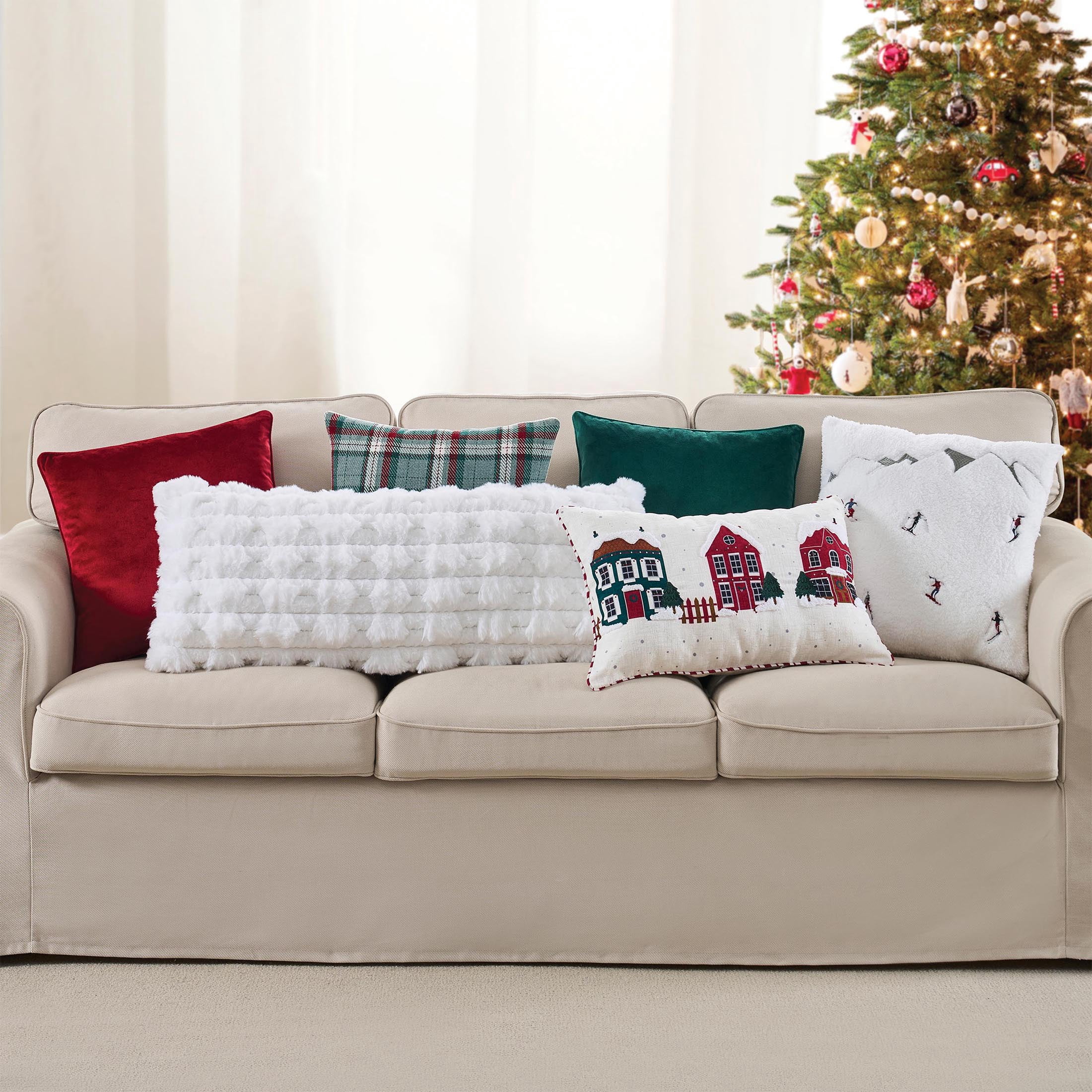 Holiday Time Red Velvet Decorative Pillow, 18 in x 18 in