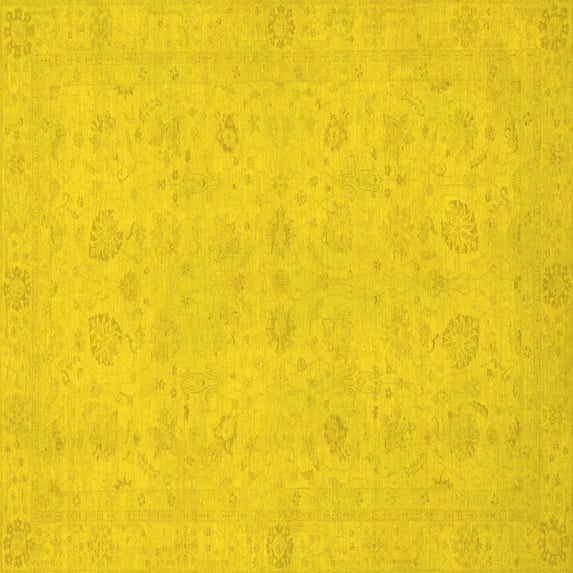 Ahgly Company Indoor Square Abstract Yellow Modern Area Rugs, 8' Square