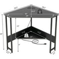 thumbnail image 2 of CZMJY Corner Desk with Power Outlet & USB Ports, Triangle Computer Desk with Charging Station, Storage Shelf, Space Saving Writing Desk, Vanity Table, Corner Desk for Small Space (Black), 2 of 9