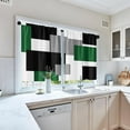 thumbnail image 2 of Green Kitchen Curtains 36 Inch Length Dark Grey White Window Short Tier Curtains Over Sink Set of 2, Modern Abstract Geometric Art Small Kitchen Decor 26x36 Inch, 2 of 6