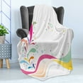 thumbnail image 4 of Floral Soft Flannel Fleece Throw Blanket, Vivid Bubbles Circular Dots with Flower Leaves Kids Girls Baby Childish Design, Cozy Plush for Indoor and Outdoor Use, 70" x 90", Multicolor, by Ambesonne, 4 of 5