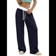 thumbnail image 1 of Pantalones Deportivos Anchos con Cintura de Contraste de Color y Hebilla de Cordón para Mujer. Azul Marino M, 1 of 8