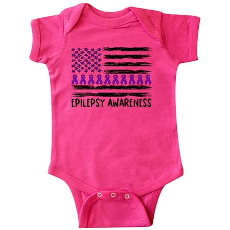 

Inktastic Epilepsy Awareness Purple Ribbons and Flag Gift Baby Boy or Baby Girl Bodysuit