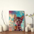thumbnail image 4 of Framed Canvas Art Wall Decor Canvas Prints Pictures Wall Art,Kitten Holding Ice Cream Cone In Paws Artwork for Home Decor, Living Room, Office-12x16 Inches, 4 of 4