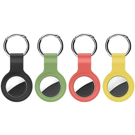 AirTag Holder with Keychain -AirTag case with Anti-Lost Keychain, Protective Air Tag, Item Finders, for Dog, Cat, Keys, Wallet, Backpacks-4 Pack
