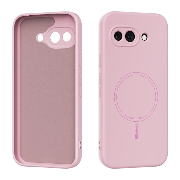 Compatible with Google Pixel 9a Case, [Soft Anti-Scratch Microfiber Lining] Compatible with MagSafe, Silicone Case Shockproof Drop Protection Phone Case for Google Pixel 9a, Pink