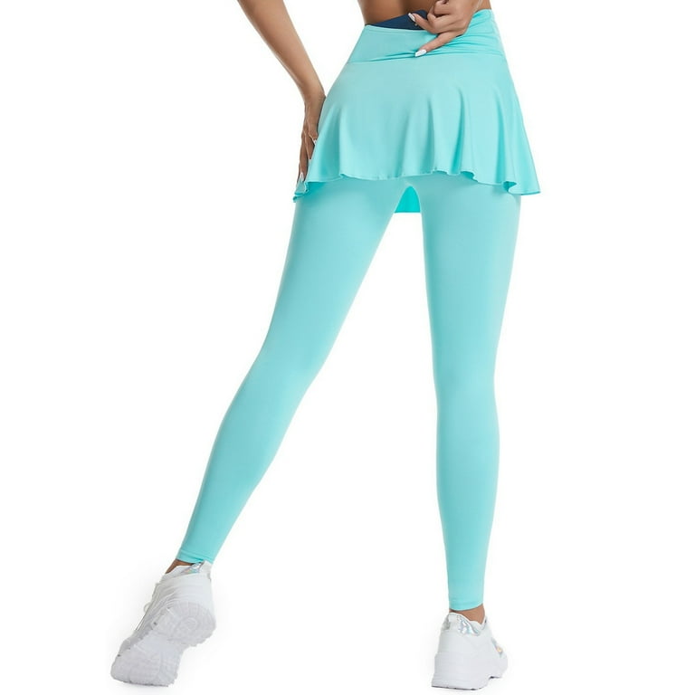 High Waisted Tennis Leggings with Skirt Attached for Women Lifting Modest Golf Skirted Leggings Athletic Sporty Solid Color Pants Athletic Dress
