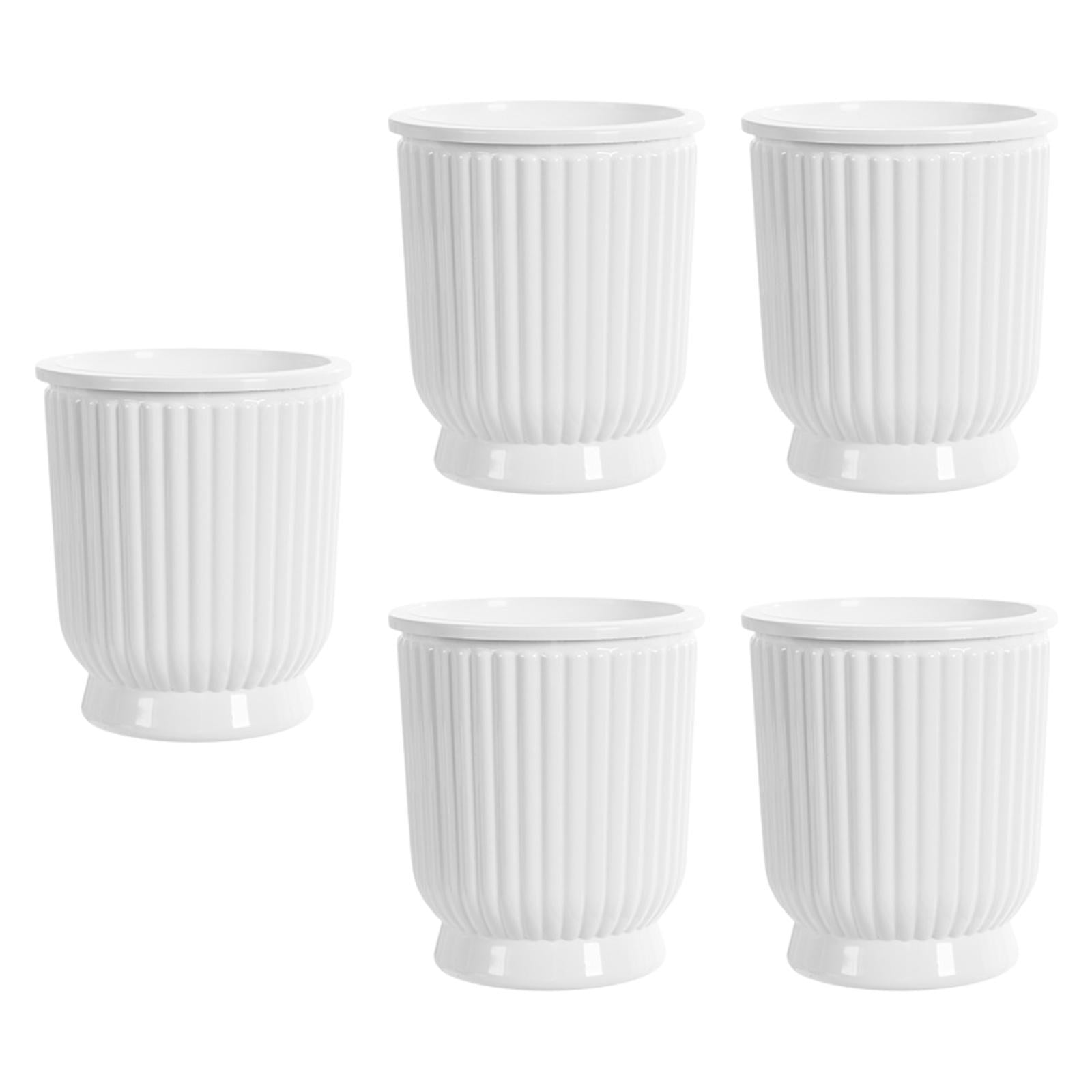 figatia 5 Pieces Self Watering Plant Pots Flower Pots Modern Home Decor Gardening Planters Indoor Outdoor Plants for Restaurant Patio White 12x14.5cm