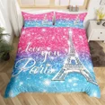 thumbnail image 3 of 2024 Paris Duvet Cover Set Eiffel Tower Bedding Set Polyester Romantic French Flower Quilt Cover For Girl Teen Women Room r, 3 of 7
