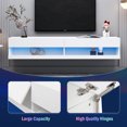 thumbnail image 5 of JOYSOURCE Floating TV Stand with LED, Wall Mounted Entertainment Center up to 80 inch TV, Modern High Gloss TV Media Console Cabinet, White, 5 of 16