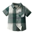 thumbnail image 5 of Ulanda Boys Short Sleeve Plaid Shirt Toddler Button Down Dress Shirts Summer Checkered Clothes for 1-8 Years (Green, 3-6 Months), 5 of 5