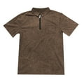thumbnail image 3 of MIXUE Shirts For Men Summer Solid Color Lapel Zipper Short Sleeve Casual Pullover Tops T Shirts Sportswear,Brown,XXXXXL, 3 of 3