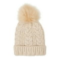 thumbnail image 7 of Time and Tru Women’s Cable Knit Lined Beanie Hat with Pom Pom, 7 of 7