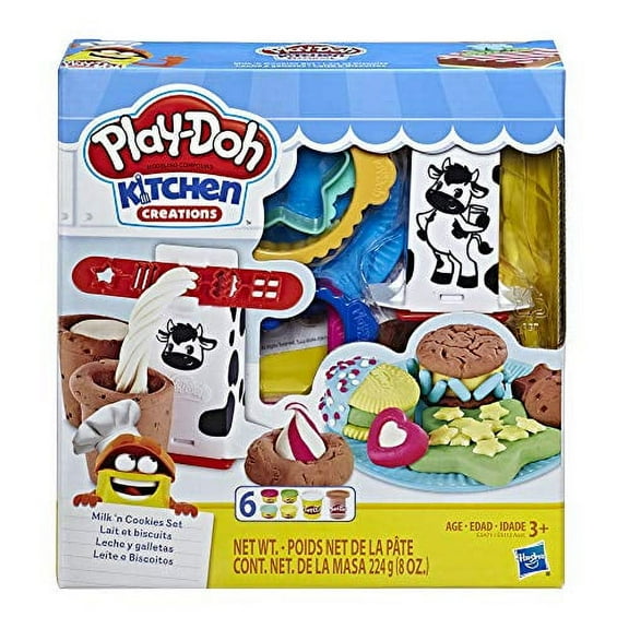 Play-Doh Kitchen Creations Milk and Cookies Set with 6 Non-Toxic Colors Including Play-Doh Confetti