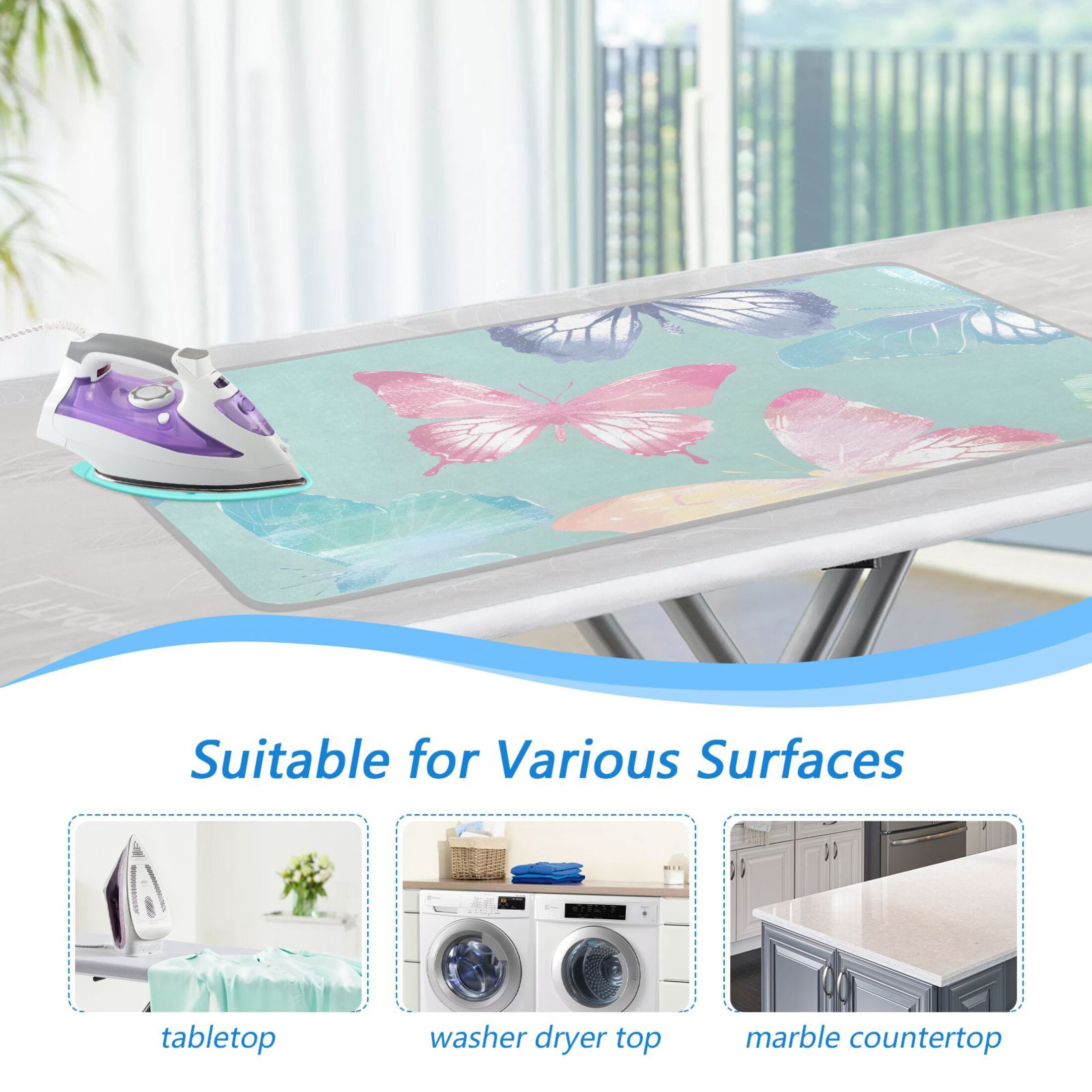 Colorful Butterflies Ironing Mat Blanket Portable Travel Ironing Pad Heat Resistant Pad 47.2" x 27.6”