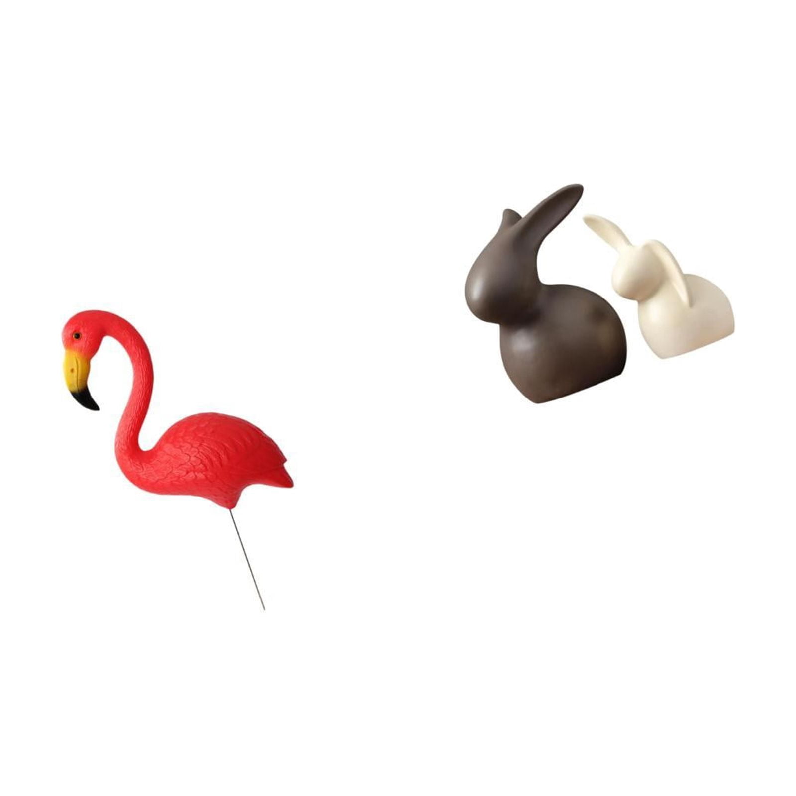 simhoa Flamingo and Bunny Garden Sculpture Set for Spring Holiday Decor Fairy Yard Art Ornament Ceramic Figurine Easter
