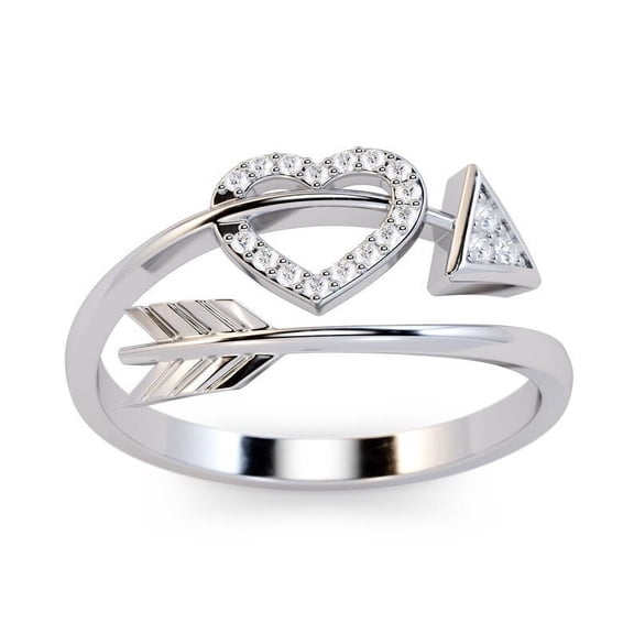 Bow and Arrow Diamond Engagement Ring, Forever One Love Diamond Ring, Perfect Proposal Ring For Girlfriend, Pave Set Diamond Ring, 1.6 Ct Simulated Diamond, 14K White Gold Plated