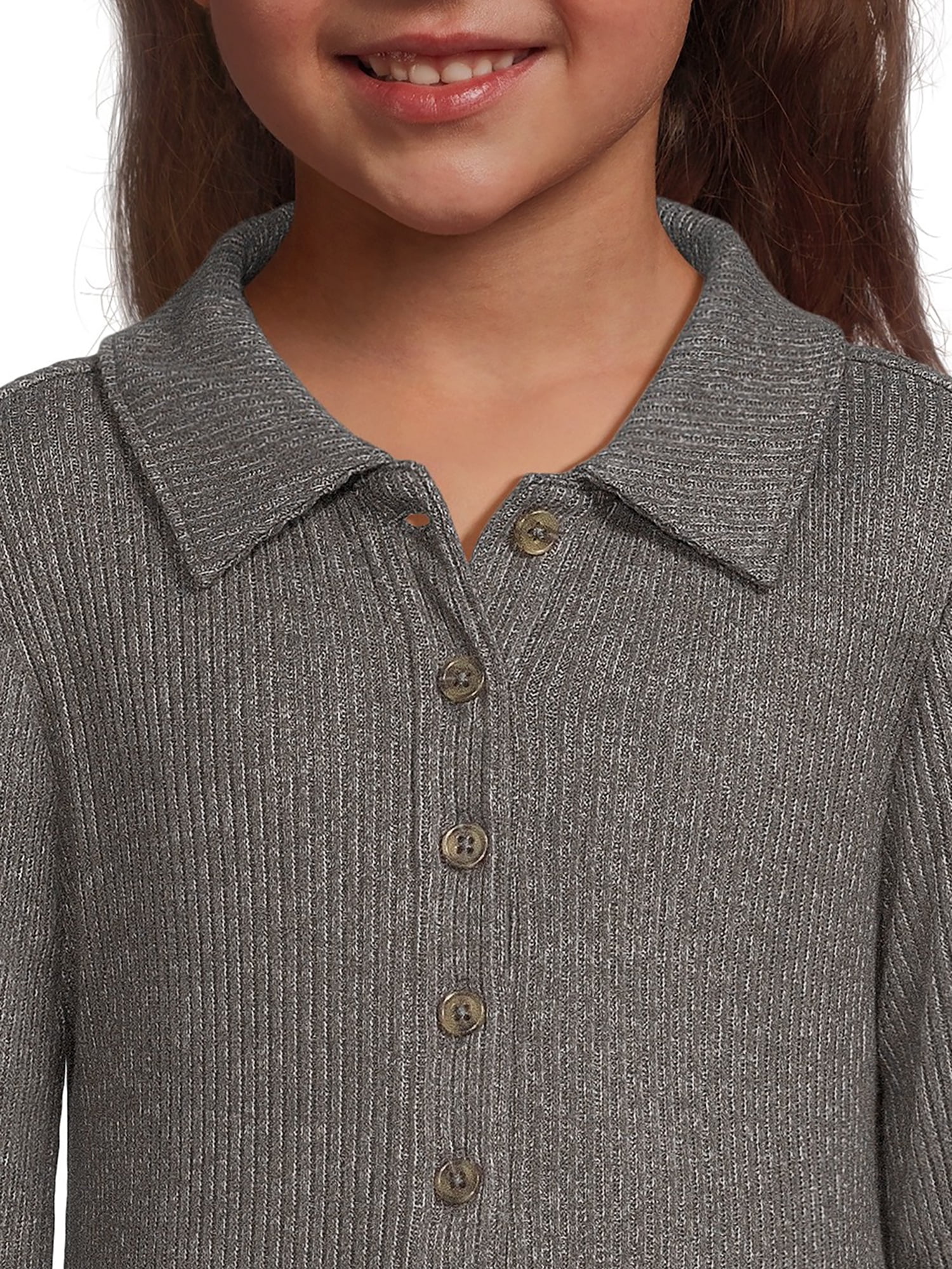 Wonder Nation Girls Long Sleeve Collared Dress, Sizes 4-18 & Plus