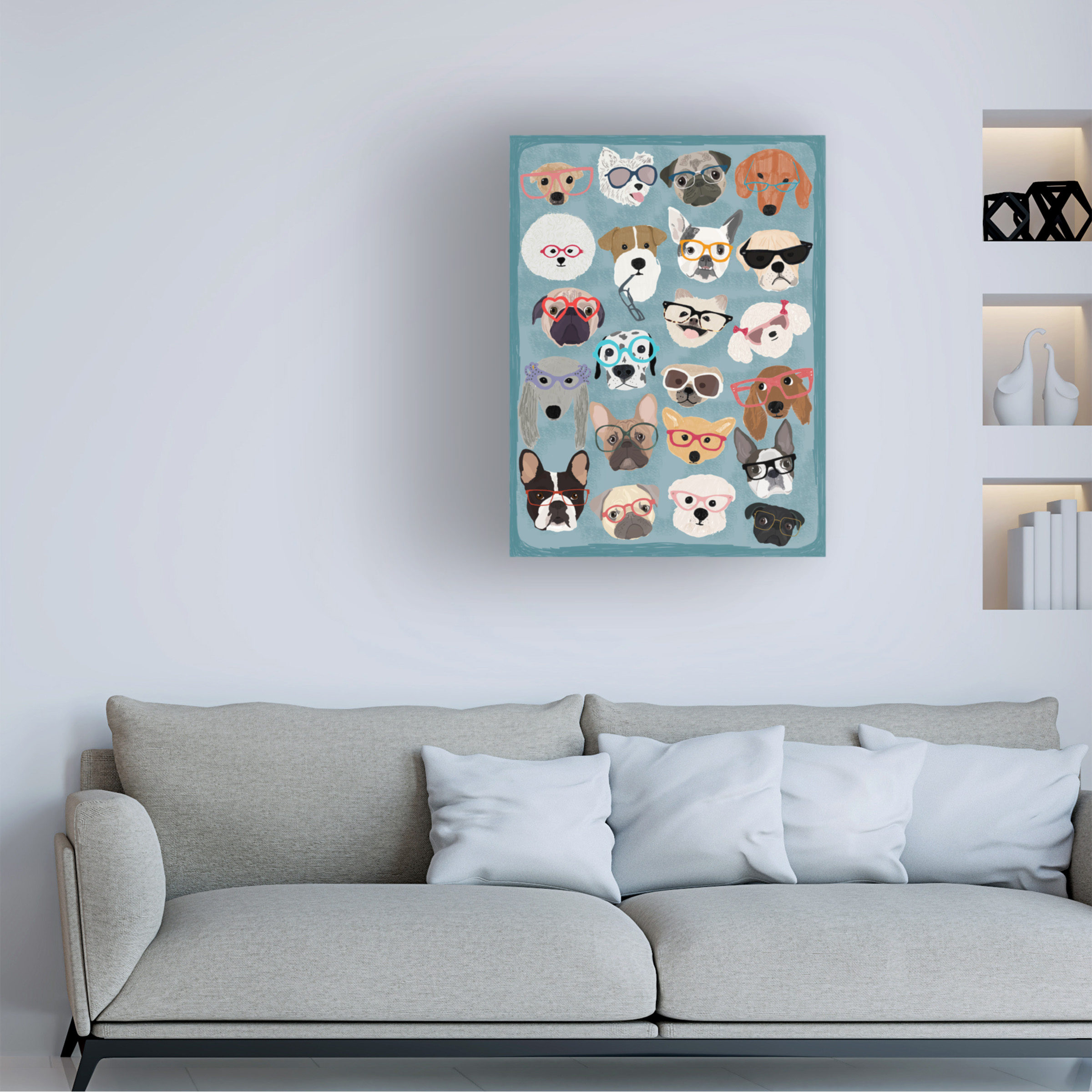 Hanna Melin 'Puzzle Dogs In Glasses' Canvas Art