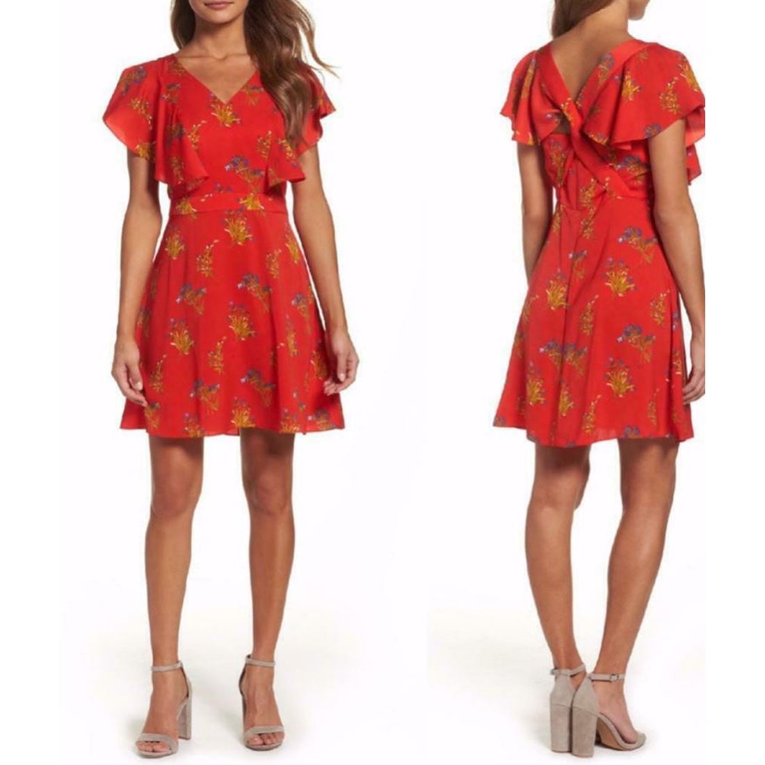 chelsea28 cross front ruffle dress