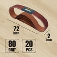 thumbnail image 5 of POWERTEC 20PK 2 x 72-Inch Sanding Belts, 80 Grit Aluminum Oxide Grinding Belts for Belt Grinder, Wood & Paint Sanding, Metal Polishing (110700-P2), 5 of 7