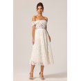 thumbnail image 4 of Vestido Bellabarnetten Sagako con hombros descubiertos, pliegues, flores y encaje, 4 of 6