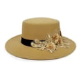 thumbnail image 3 of Sun Hats for Women Unisex Retro Floral Jewelry Style Wide Brim Party Hat Khaki One Size, 3 of 7